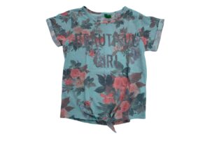 Benetton T-shirt γαλάζιο με λουλούδια 6-7 ετών