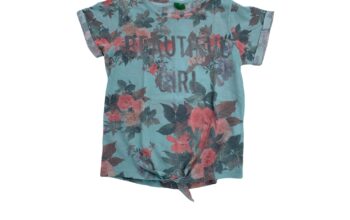 Benetton T-shirt γαλάζιο με λουλούδια 6-7 ετών